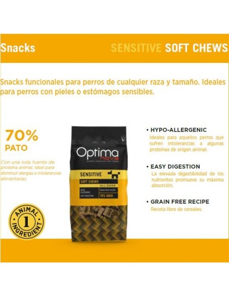 SNACK SENSITIVE PATO 150gr.Optima Nova