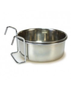 COMEDERO LORO INOX. 8cm.Con Gancho