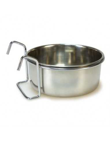 COMEDERO LORO INOX. 8cm.Con Gancho