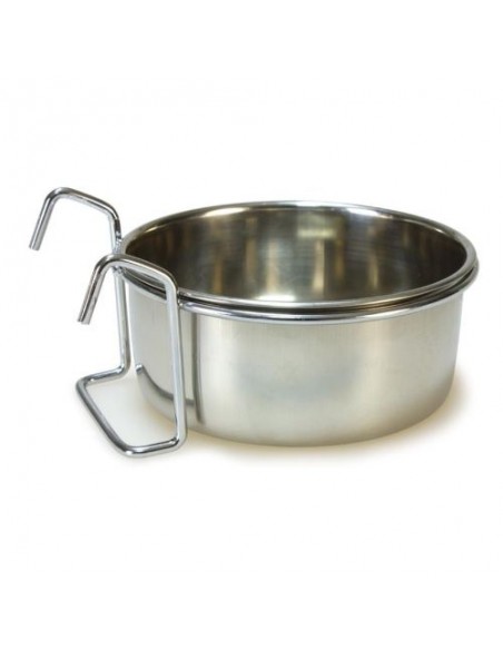 COMEDERO LORO INOX. 8cm.Con Gancho