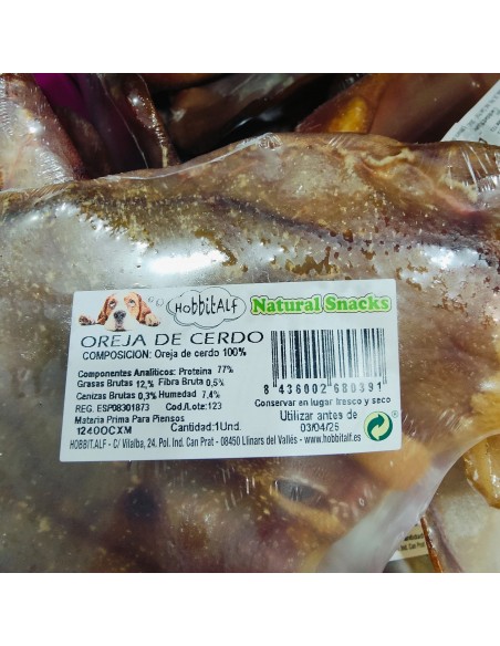 OREJAS DE CERDO ENVASE INDIVIDUAL 60g - 75g Ud.