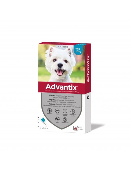 ADVANTIX 4 x 1ml. 4-10 Kg. 4 Pipetas