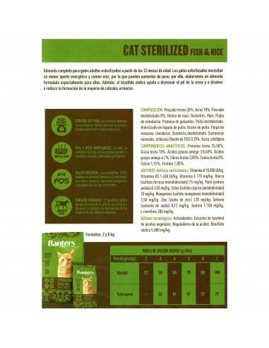 BANTERS CAT STERILISED Fish&Rice 8 KG.