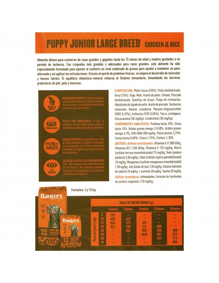 BANTERS DOG PUPPY LARGE CHICKEN&RICE 3KG.