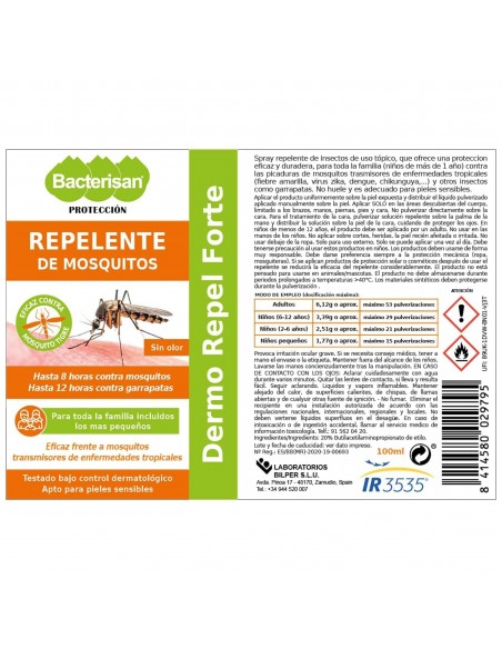 BACTERISAN REPELENTE DE MOSQUITOS SPRAY 100 ML.