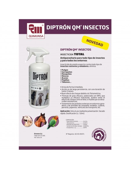 DIPTRON QM INSECTOS CABALLO/PERRO INSECTICIDA 1lt. DIPTRON QM INSECTOS CABALLO/PERRO INSECTICIDA 1lt.