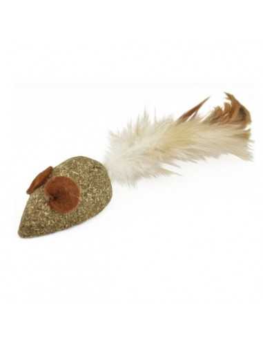 JUGUETE RATON CATNIP CON PLUMA 5 cm.