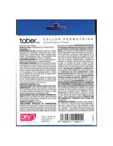 TABERDOG COLLAR PERMETRINA 60cm.ROJO