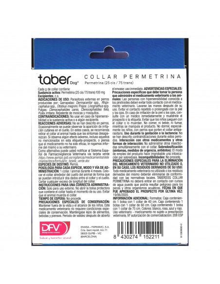 TABERDOG COLLAR PERMETRINA 75cm.ROSA