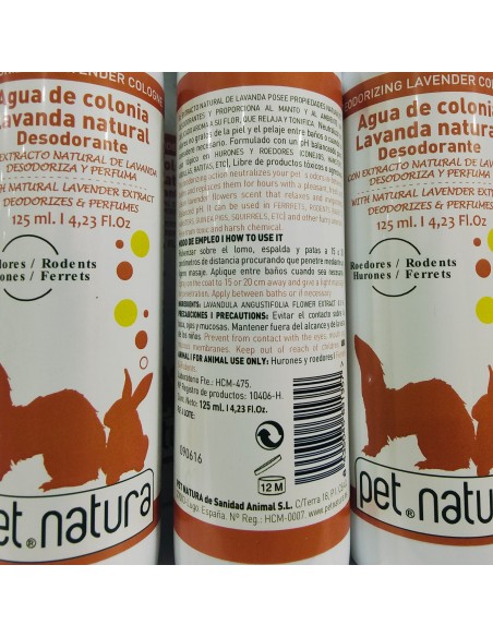 AGUA DE COLONIA LAVANDA Roedores/Hurones 125ml. AGUA DE COLONIA LAVANDA Roedores/Hurones 125ml.