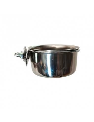 COMEDERO LORO INOX. 8cm.CON TORNILLO