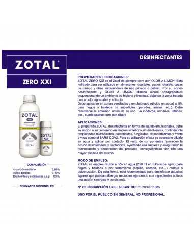 ZOTAL ZERO Limon 1 Litro.