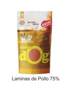 Snack LAMINAS De POLLO 70 gr. Mister Dog