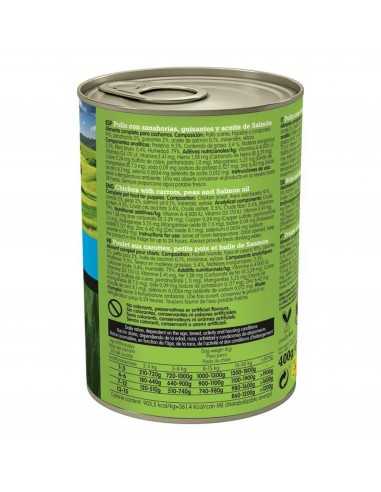 LATA JUNIOR Pollo/Zanahorias/Guisantes/Aceite de salmón 400gr.