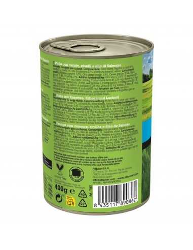 LATA JUNIOR Pollo/Zanahorias/Guisantes/Aceite de salmón 400gr.
