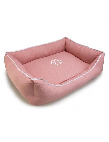 Cama cuadrada Rosa con Huella y Ribete 55x46x17cm