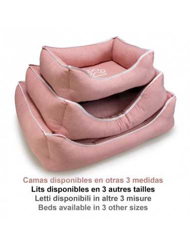 Cama cuadrada Rosa con Huella y Ribete 55x46x17cm