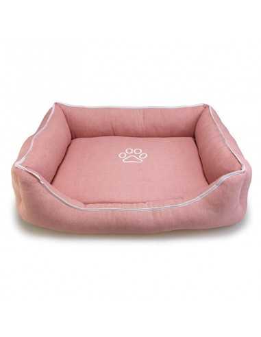 Cama cuadrada Rosa con Huella y Ribete 85x68x21cm