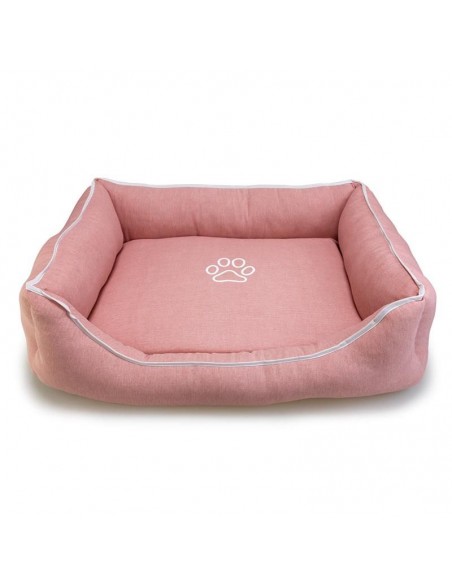 Cama cuadrada Rosa con Huella y Ribete 85x68x21cm