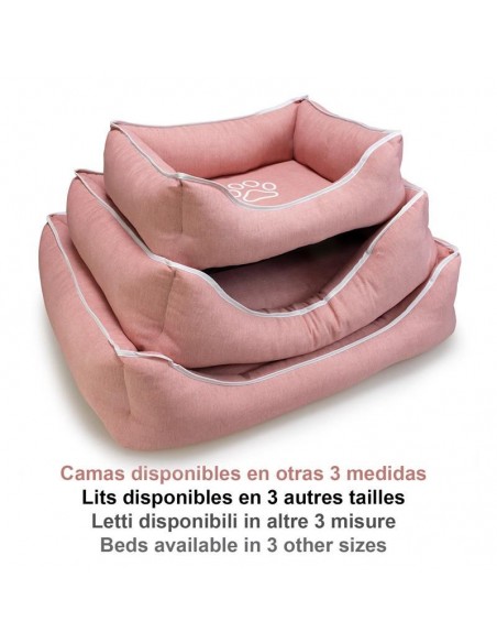 Cama cuadrada Rosa con Huella y Ribete 85x68x21cm